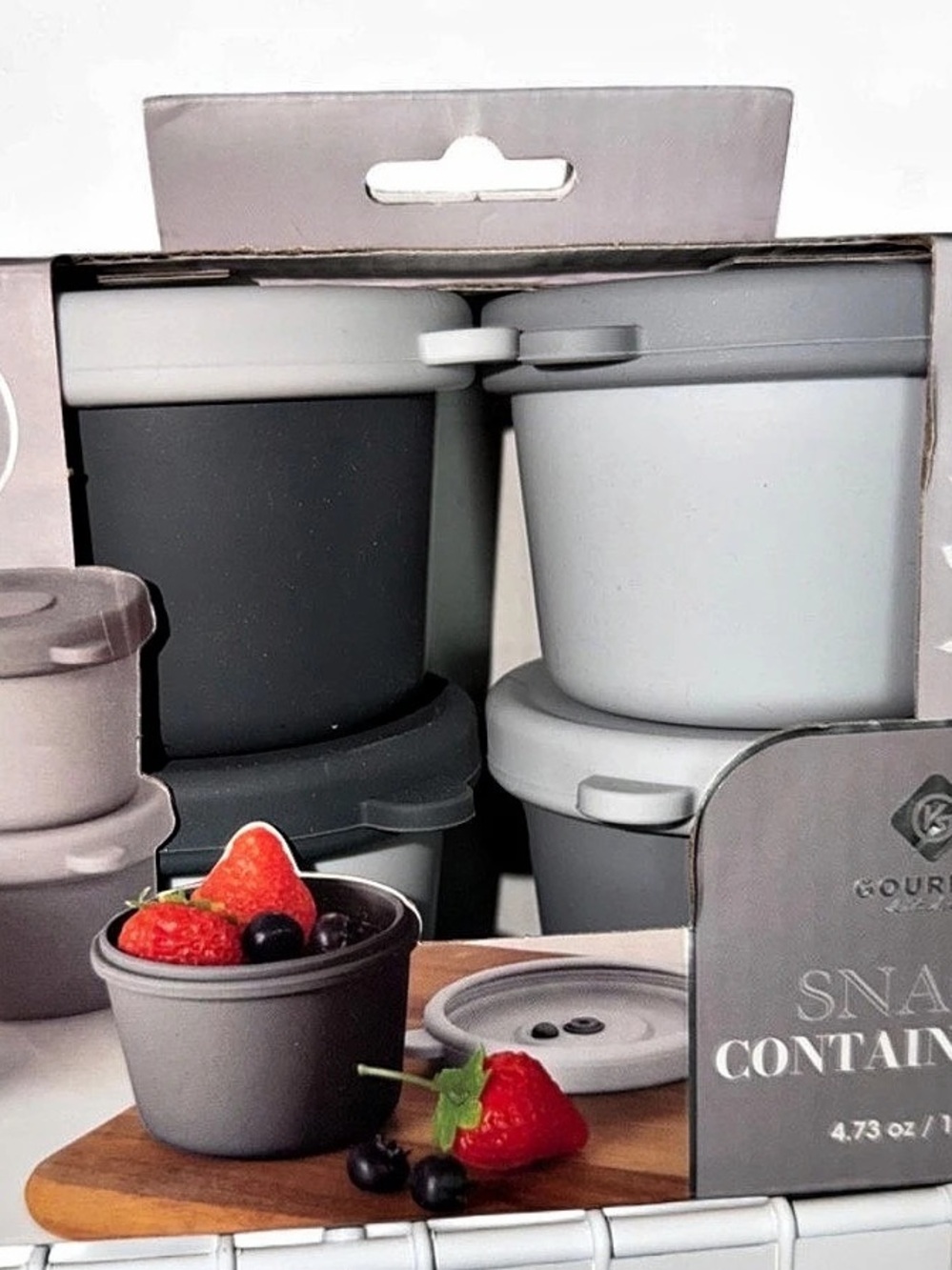 Gourmet Snack Container Set 4-Piece Gray & Pink NWT